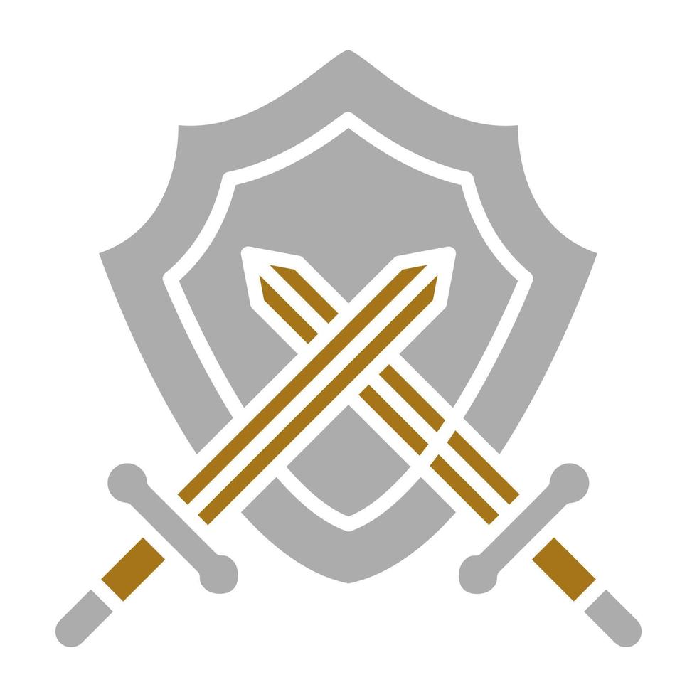 Two Swords And Shield Vector Icon Style