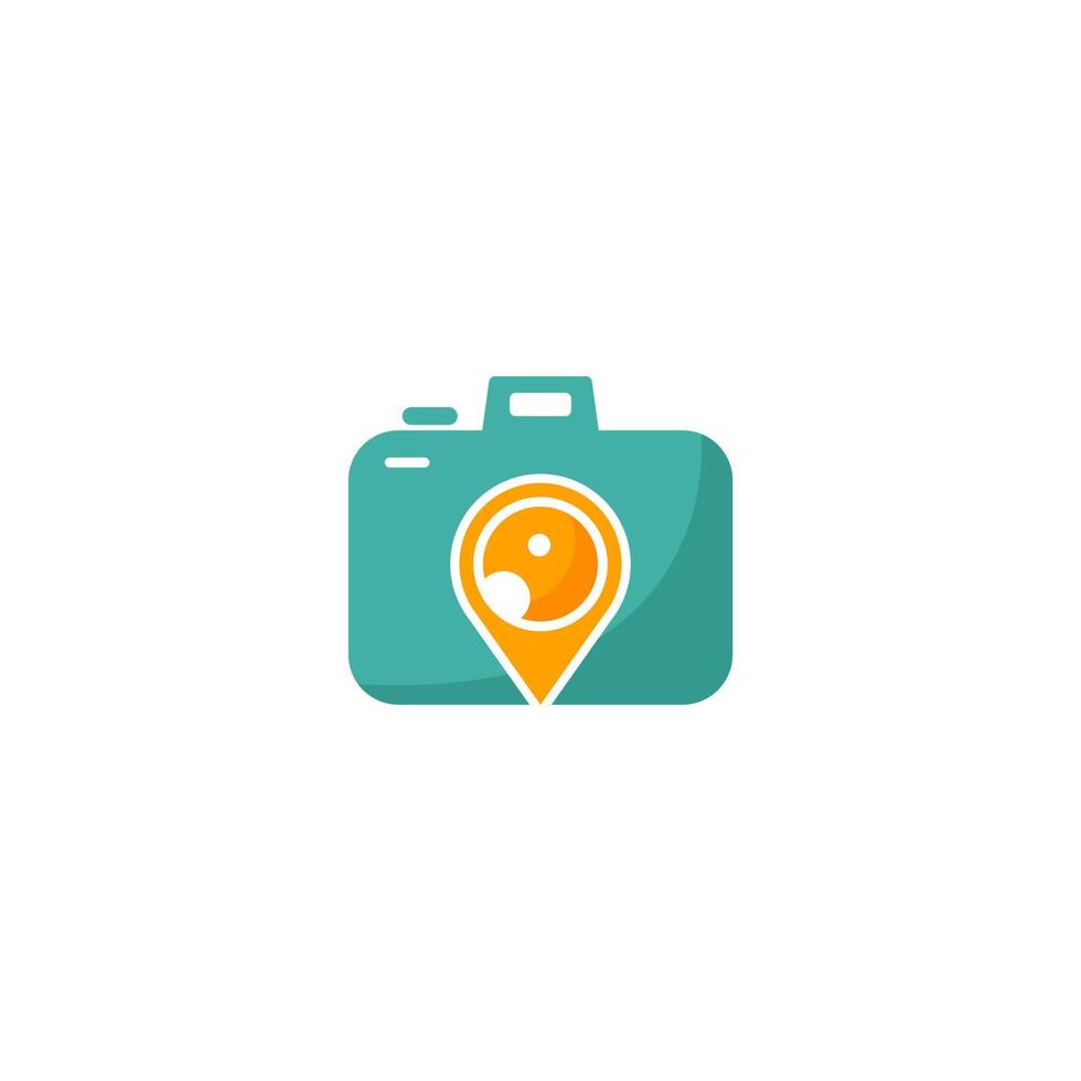 camera logo with a camera lens in the middle vector