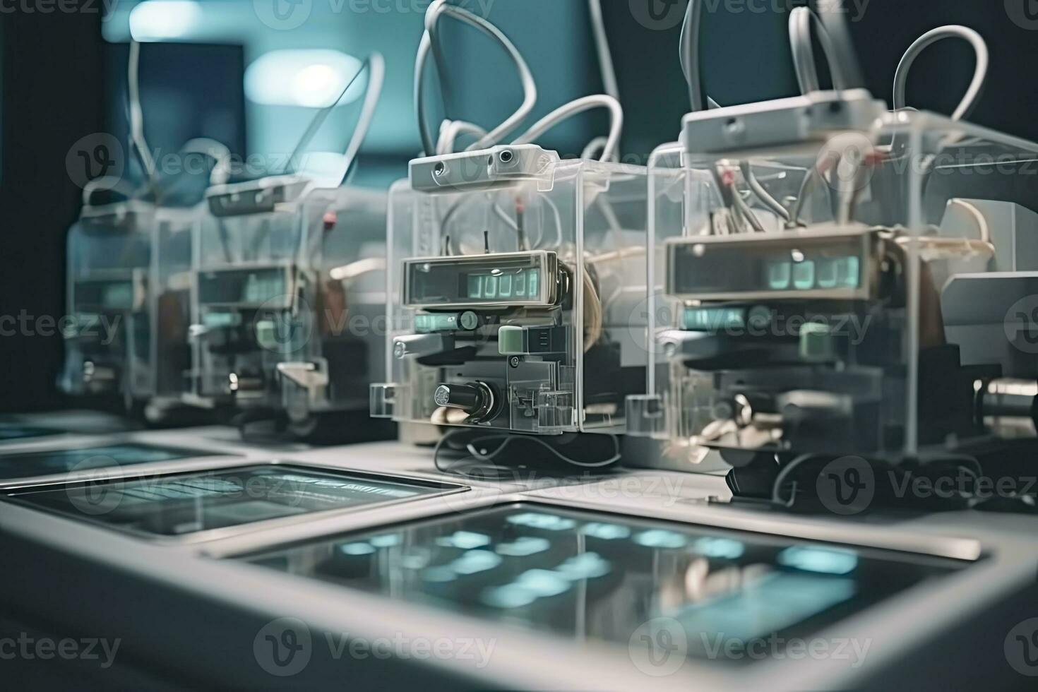 Modern equipment in operating room. Medical devices for neurosurgery. photo