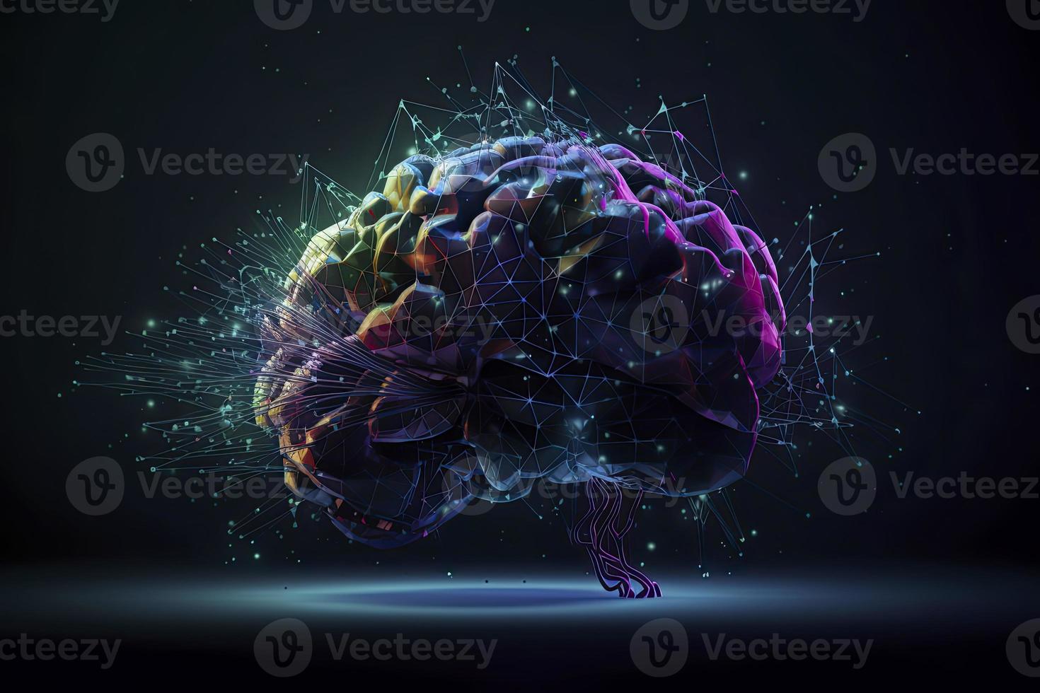 Artificial Intelligence digital concept with abstract brains photo