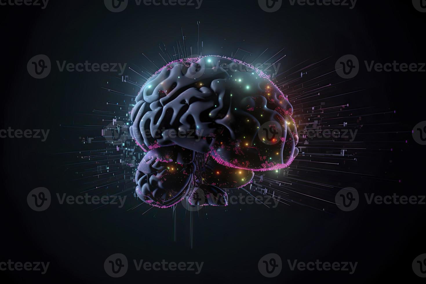 Artificial Intelligence digital concept with abstract brains photo