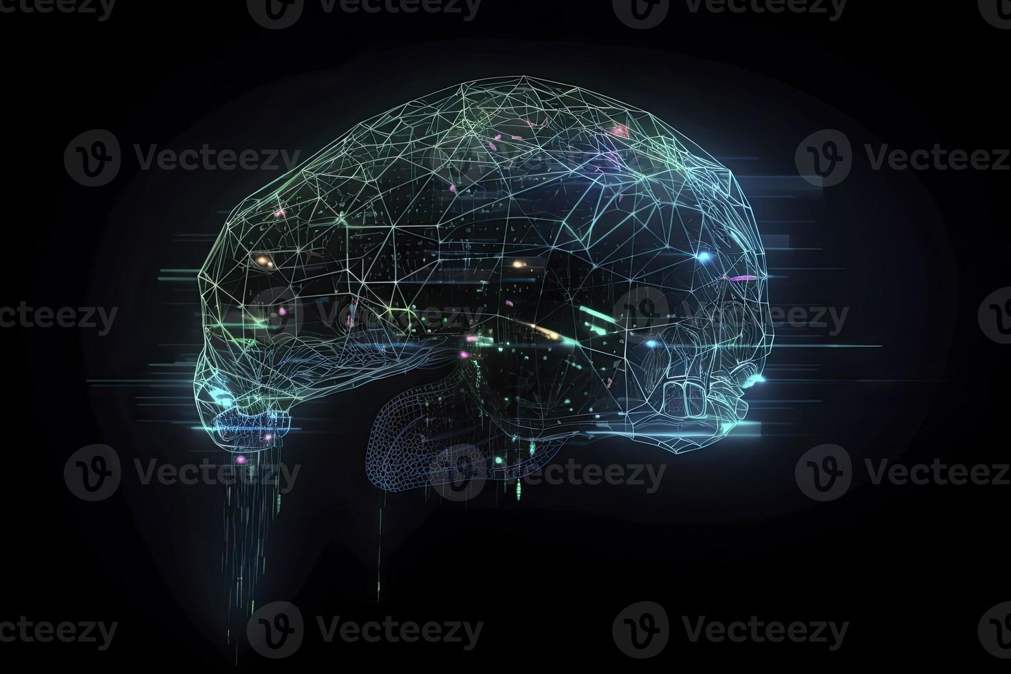 Artificial Intelligence digital concept with abstract brains photo