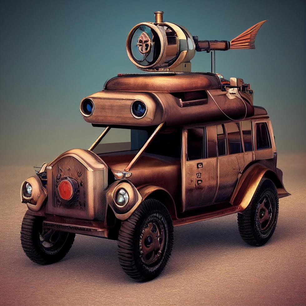 Mechanical suv car . Steampunk style animal photo