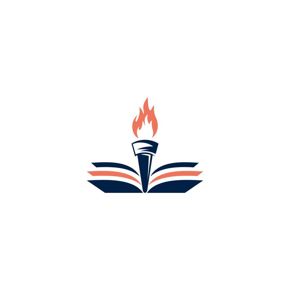 Logo for a book with a fiery torch on it vector