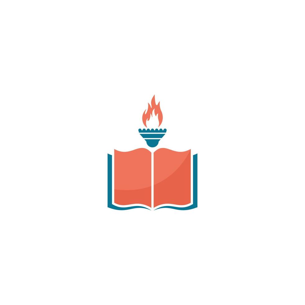 Logo for a book with a fiery torch on it vector