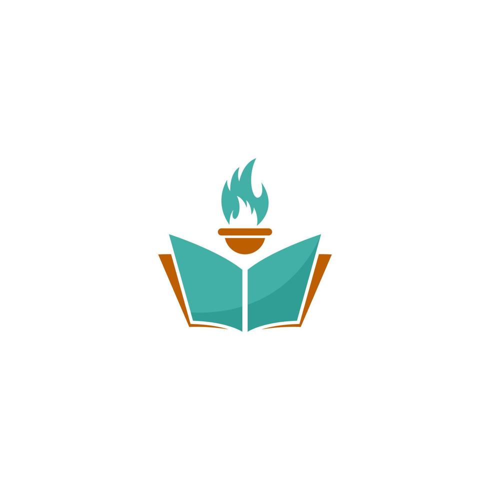 Logo for a book with a fiery torch on it vector