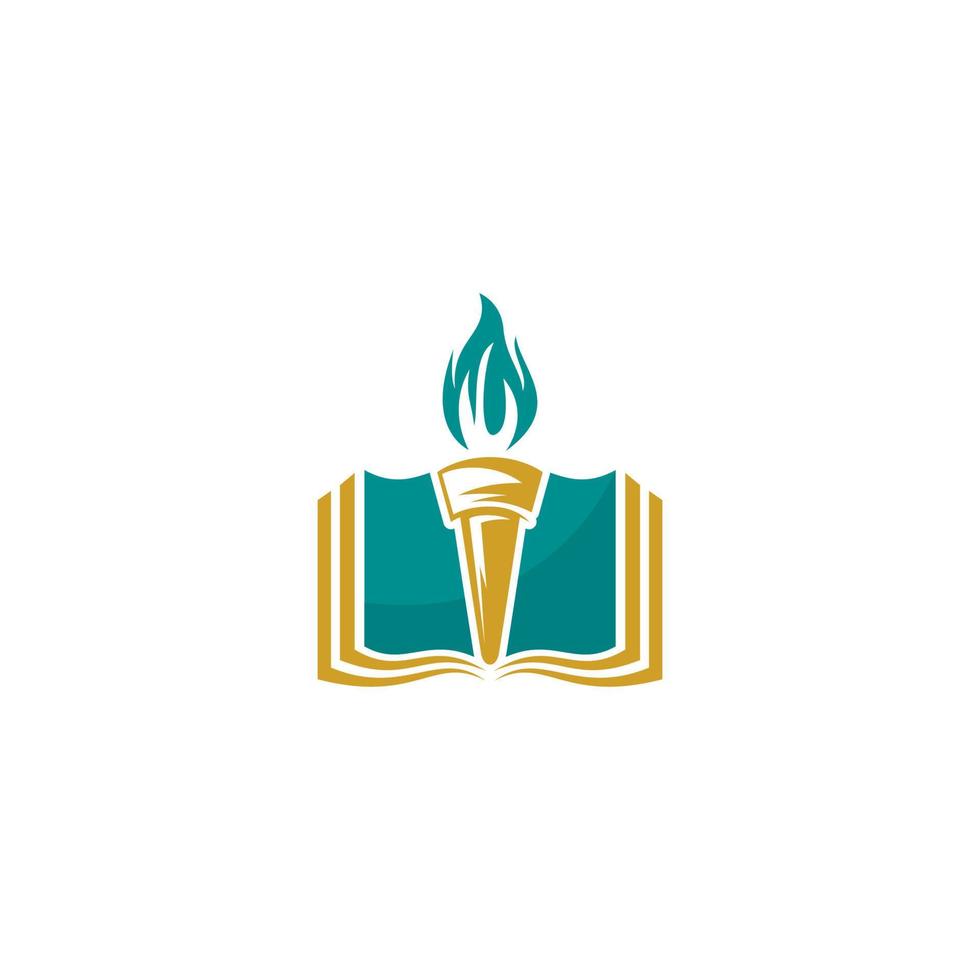 Logo for a book with a fiery torch on it vector