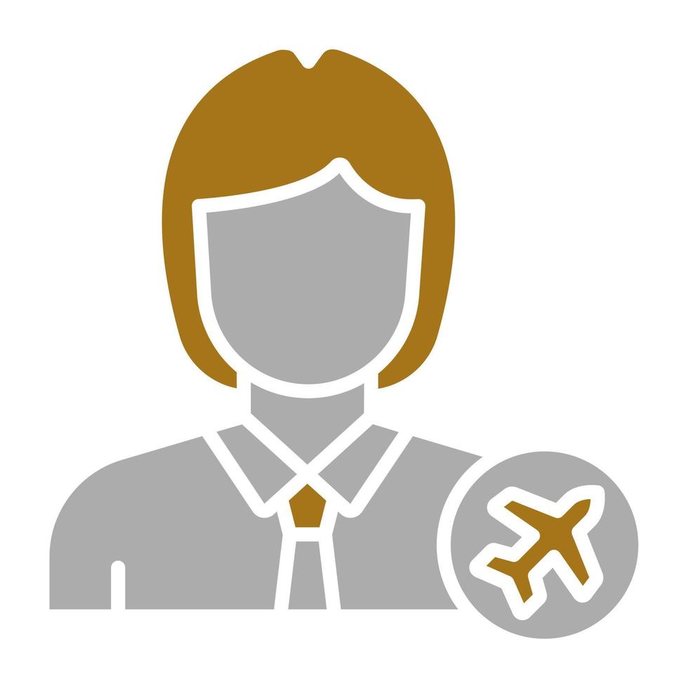 Female Flight Attendant Vector Icon Style