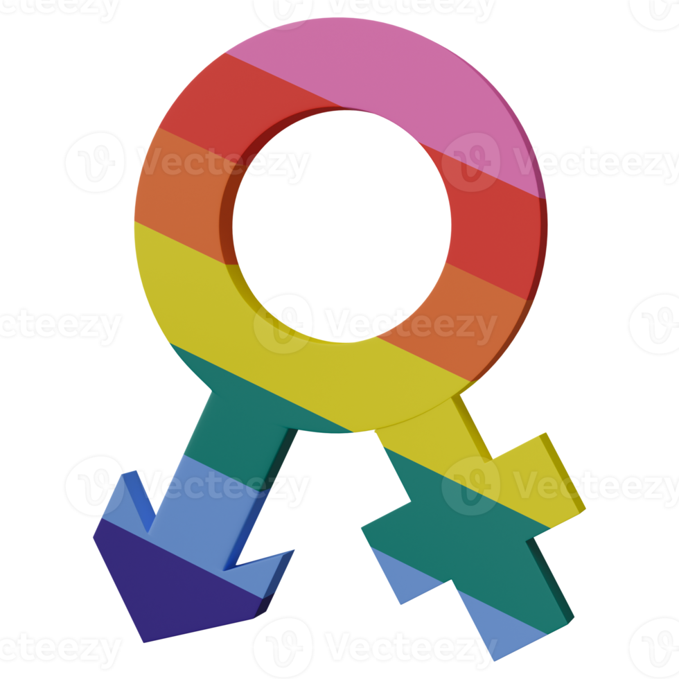 3d rendere, lgbt bandiera su sesso Genere icona isolato su trasparente sfondo. png