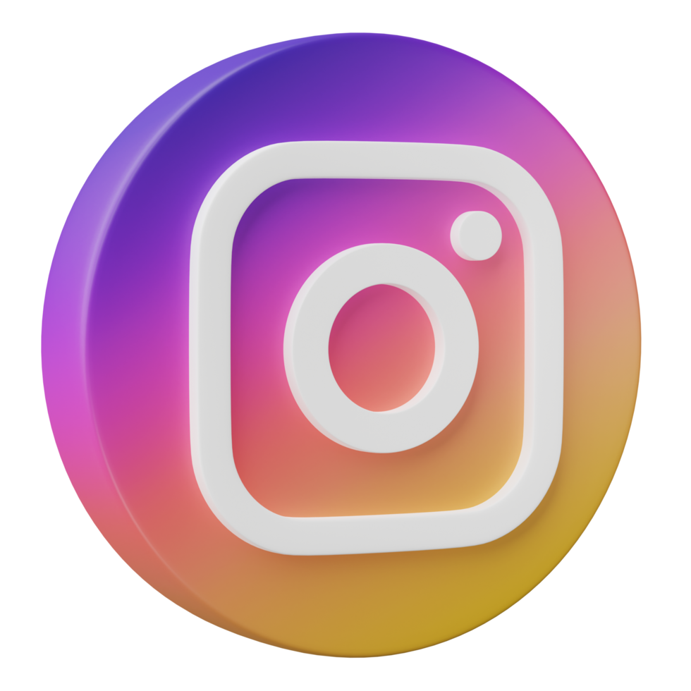 3D render, instagram logo icon isolated on transparent background. png