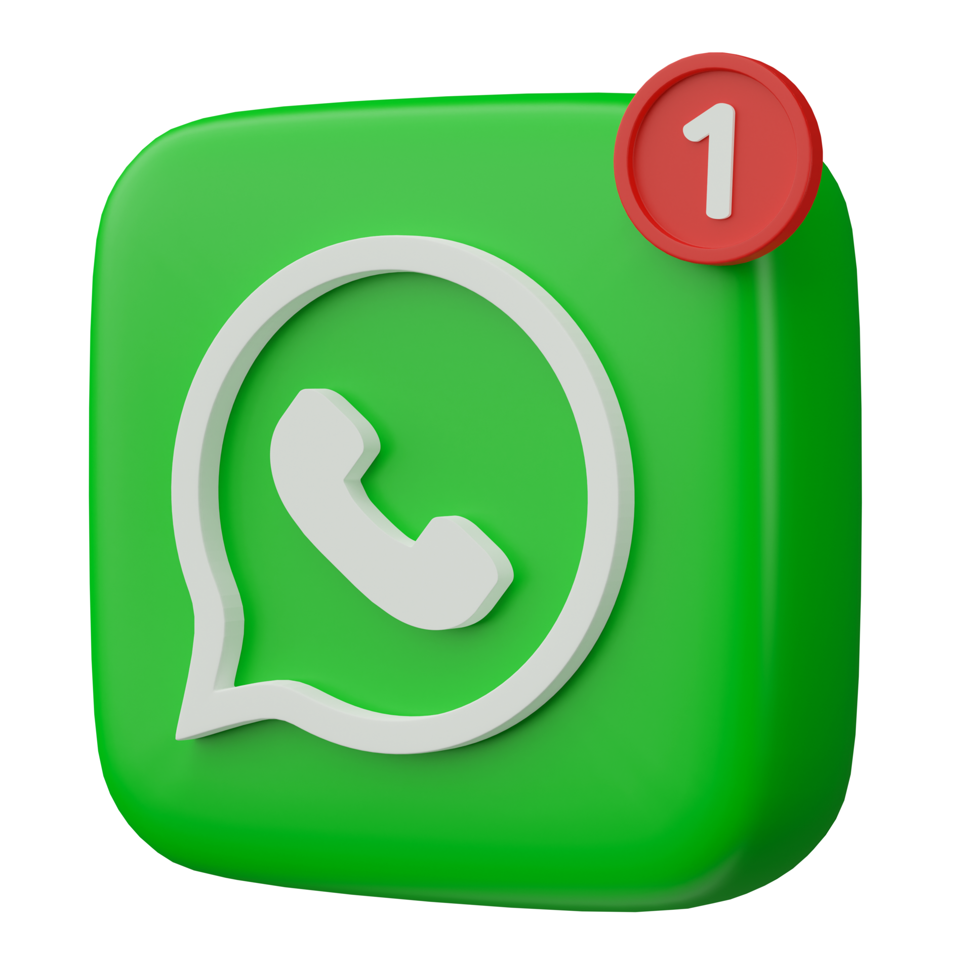 3D render, whatsapp logo icon with new notification isolated on transparent  background. 22493583 PNG