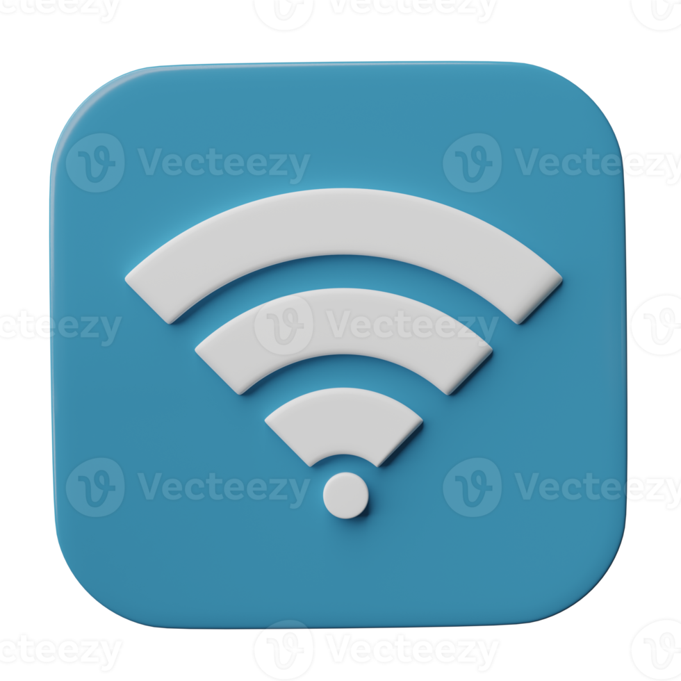 3D Icon Wi-Fi, wireless internet network symbol isolated on transparent background, png file.