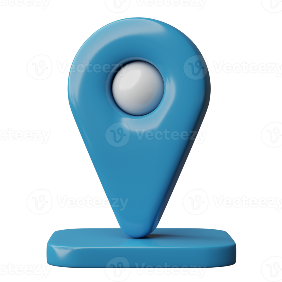 location pin icon 3D render isolated on transparent background, png file format.