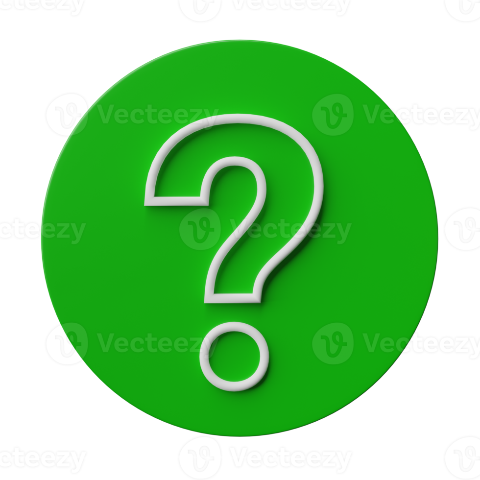 3D question mark icon or ask faq answer solution isolated on transparent background png file.