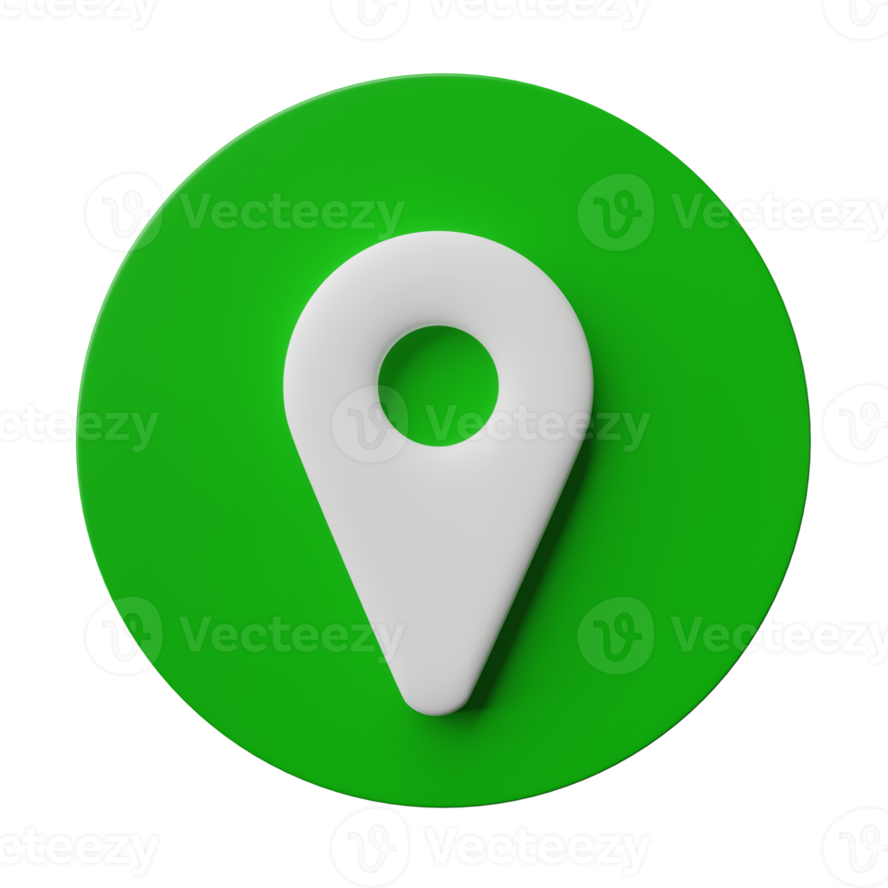 location pin icon 3D render isolated on transparent background, png file format.