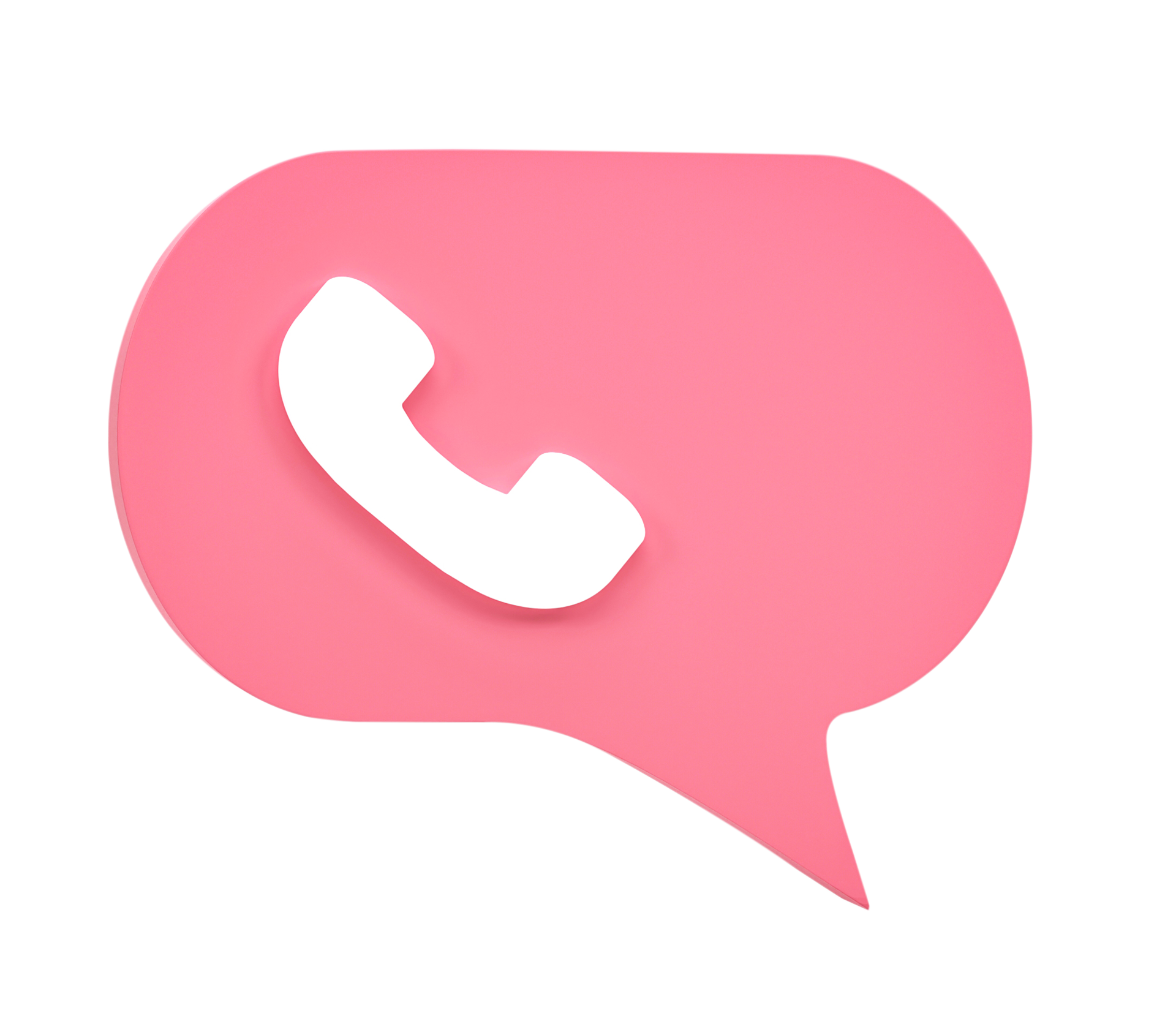 3D rendering, phone call icon on pink chat bubble isolated on