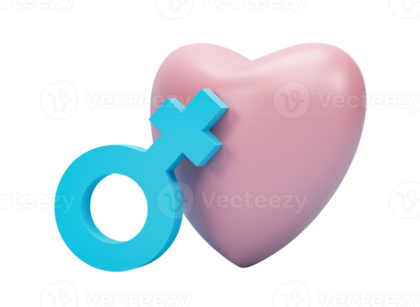 3D rendering, Heart and female gender symbol isolated on transparent background png