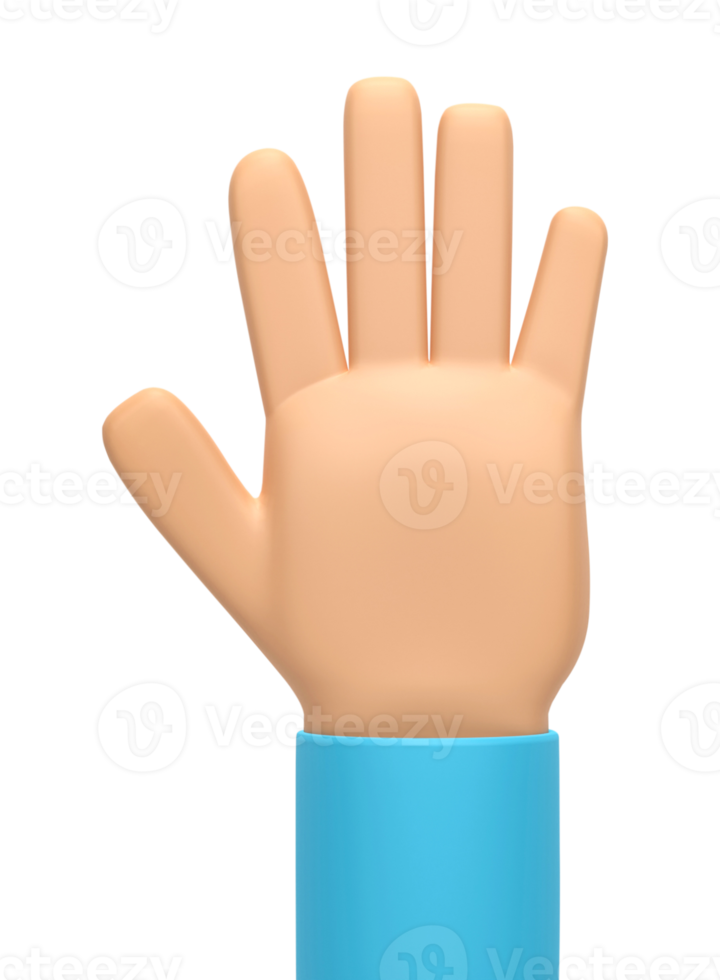 3D rendering, Cartoon character hand isolated on transparent background png