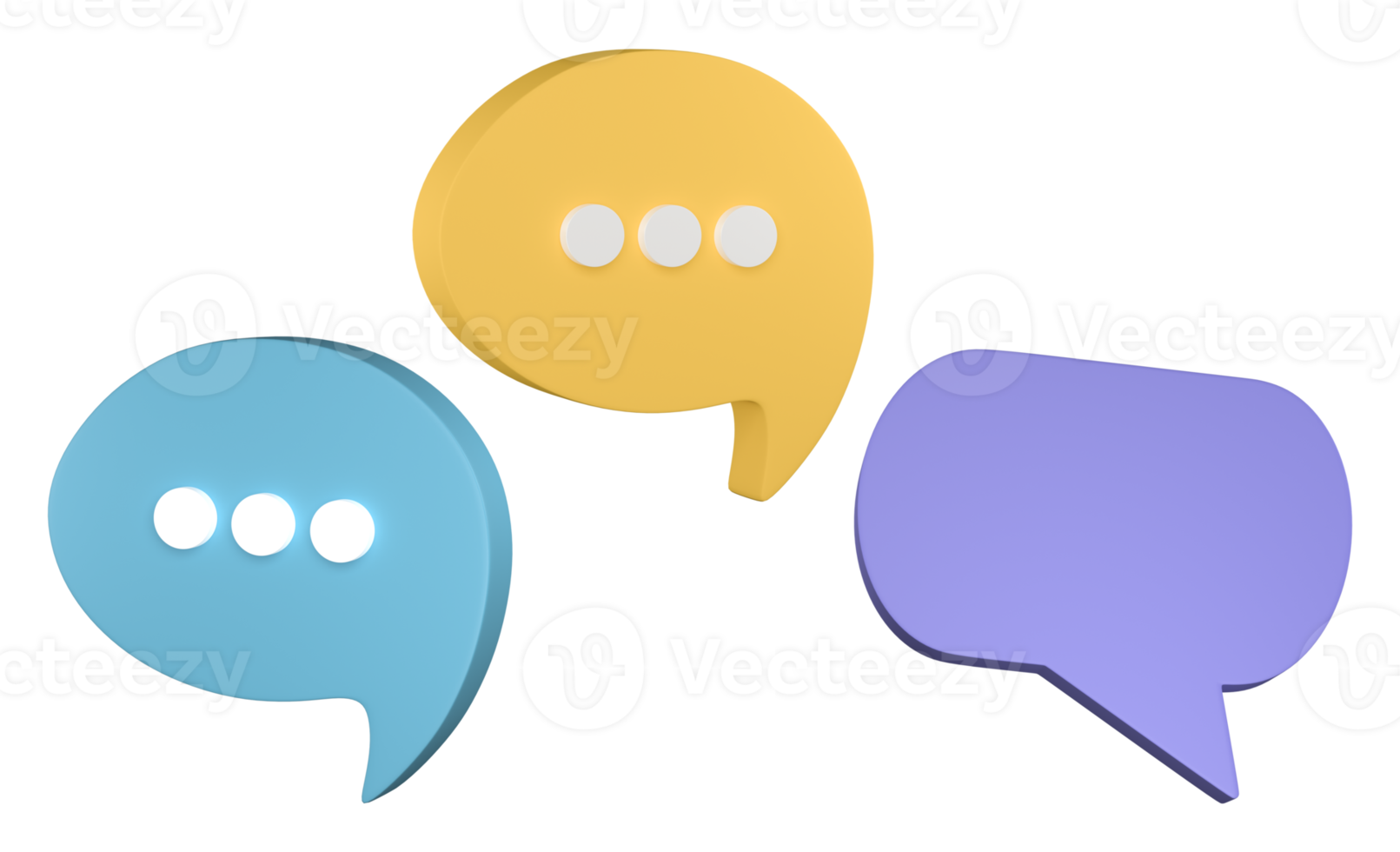 Set of speech bubble 3D render, png file format.