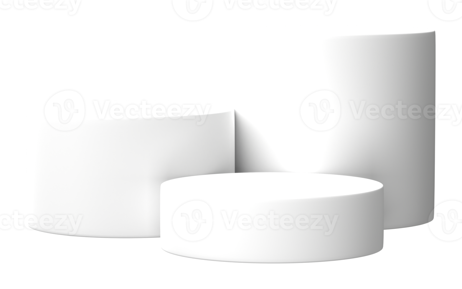 3D, white podium display scene of minimal geometric platform base isolated on transparent background png file.