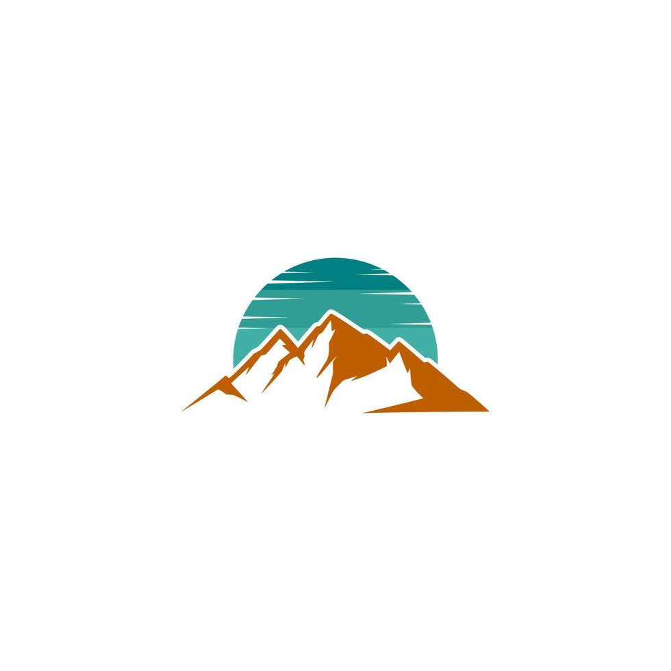 mountain logo with sun on it vector