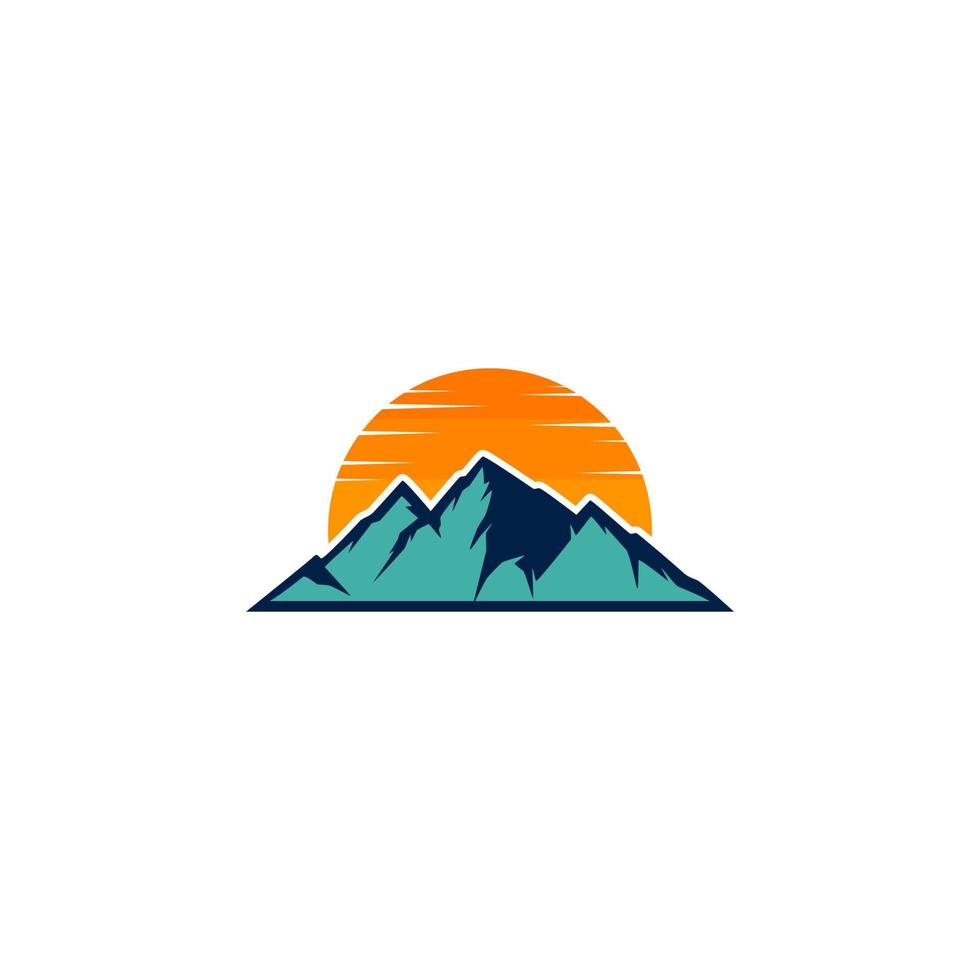 mountain logo with sun on it vector