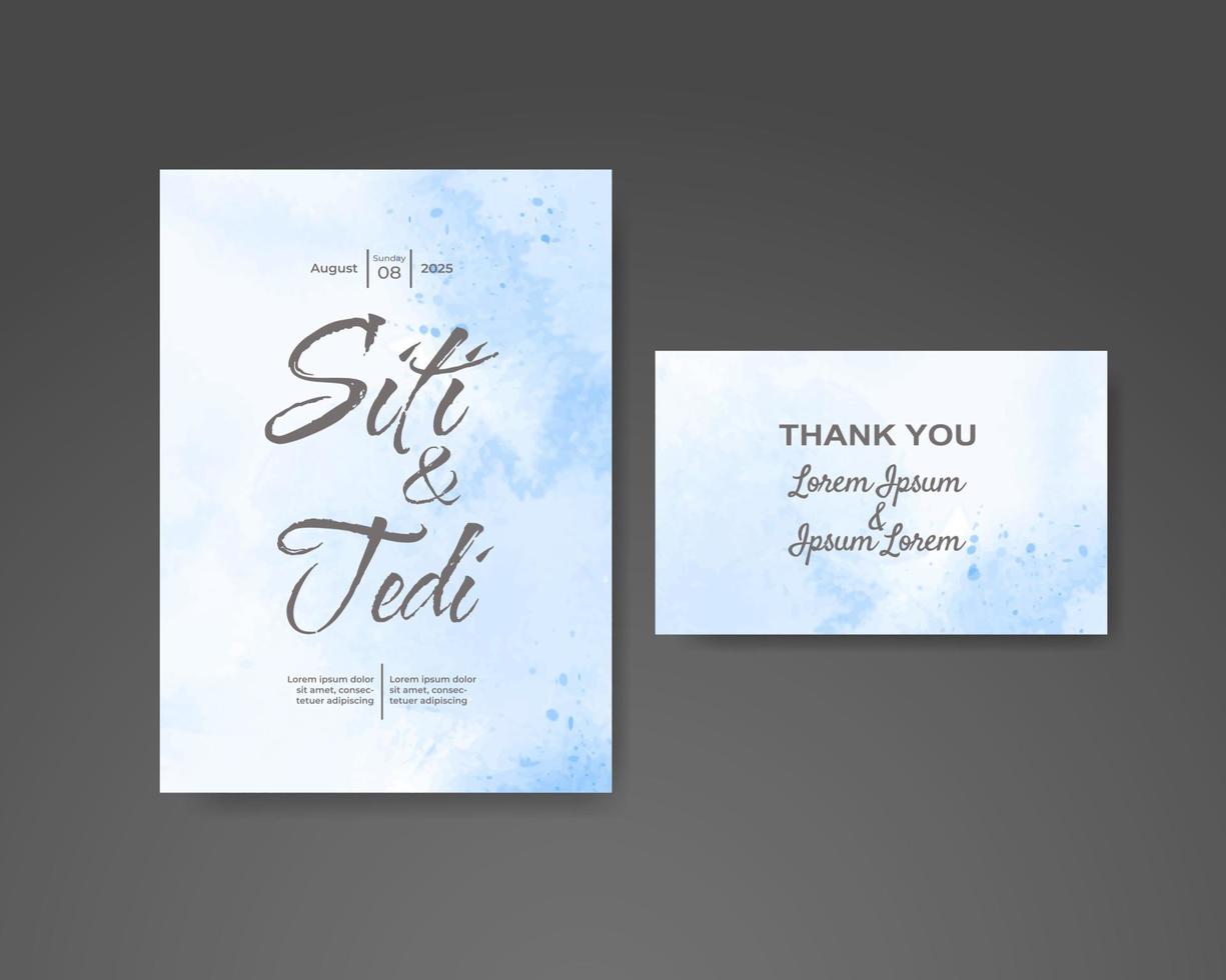 Wedding invitation with abstract watercolor background vector