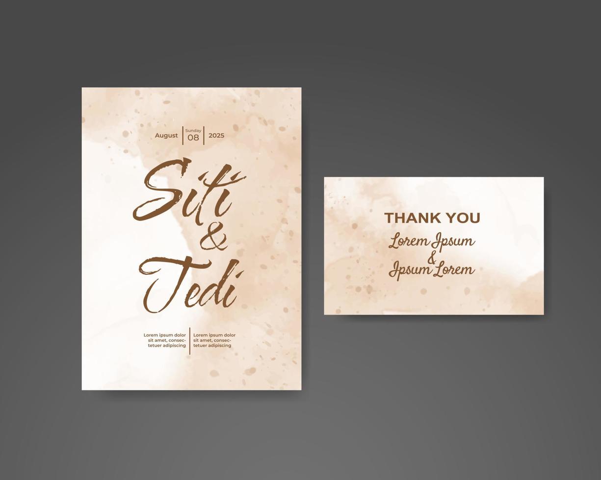 Wedding invitation with abstract watercolor background vector