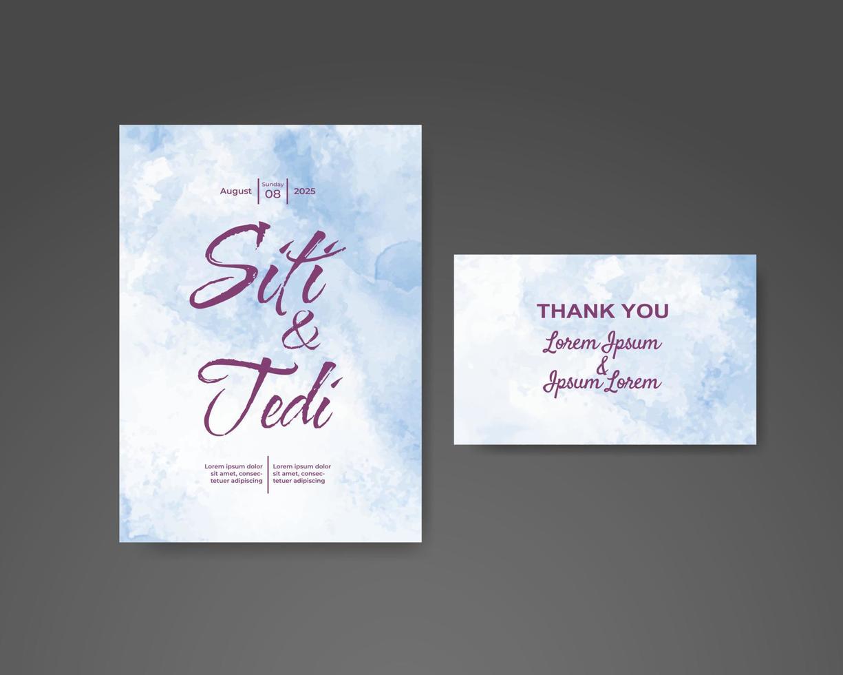 Wedding invitation with abstract watercolor background vector