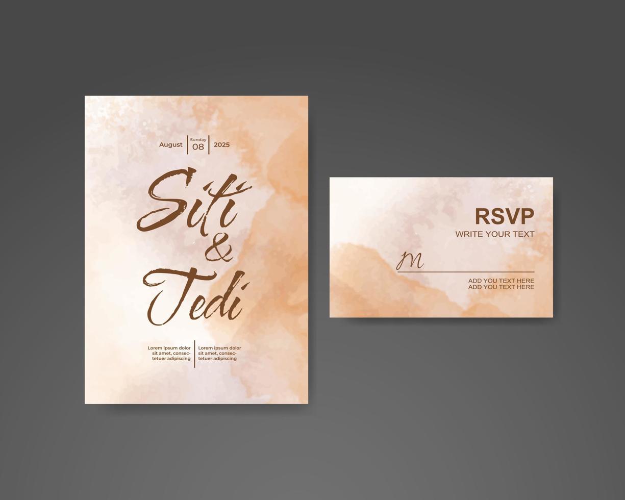 Wedding invitation with abstract watercolor background vector