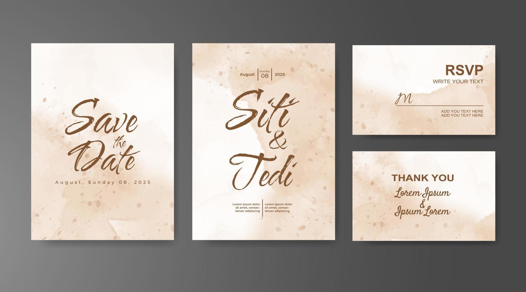 Wedding invitation with abstract watercolor background vector