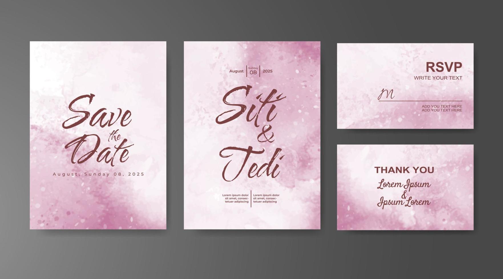 Wedding invitation with abstract watercolor background vector
