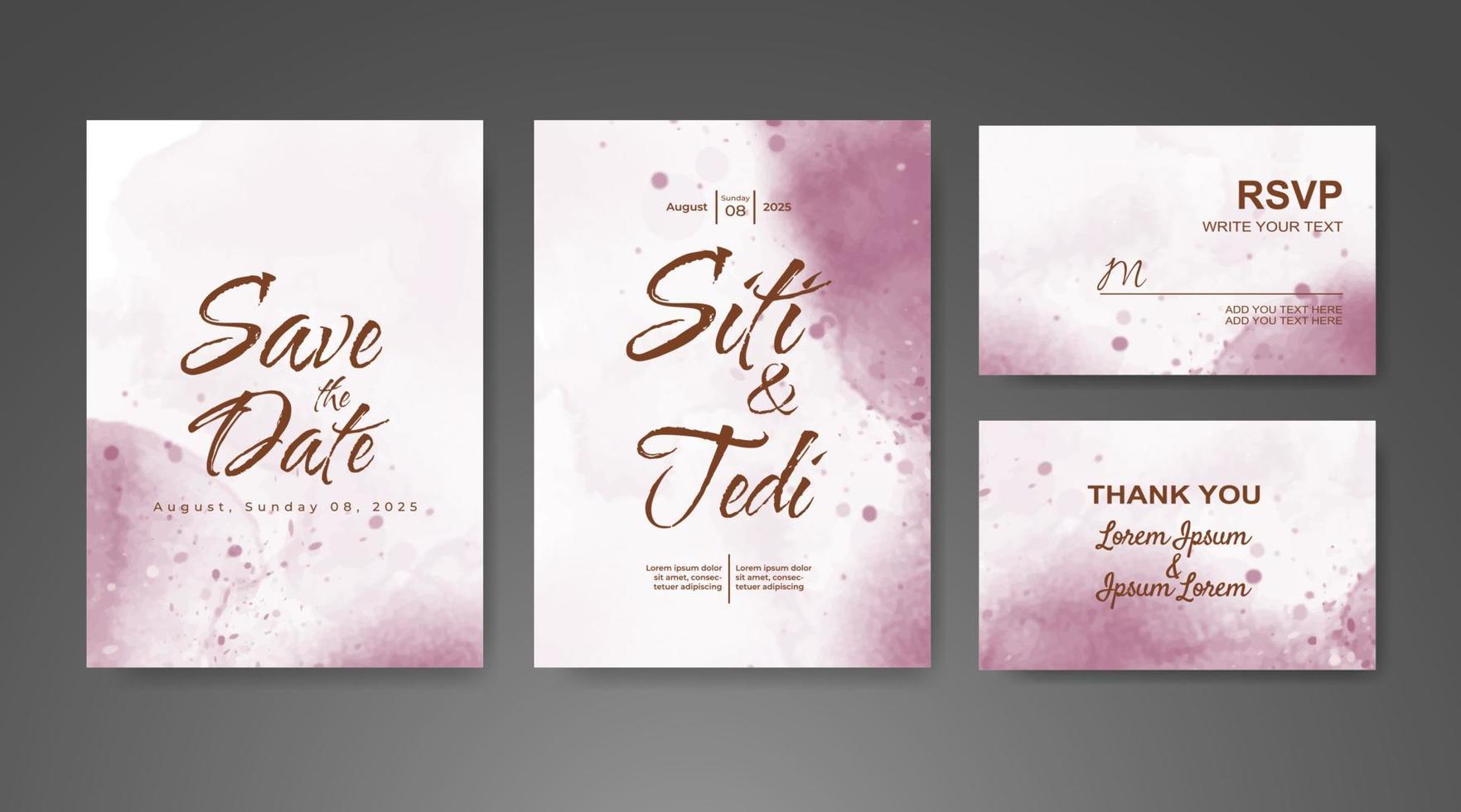 Wedding invitation with abstract watercolor background vector