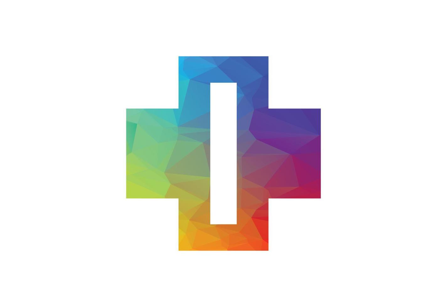 Colourful Low Poly and initial I letter logo design, Vector illustration