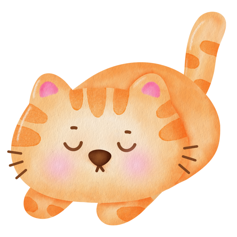 watercolor orange cat. png