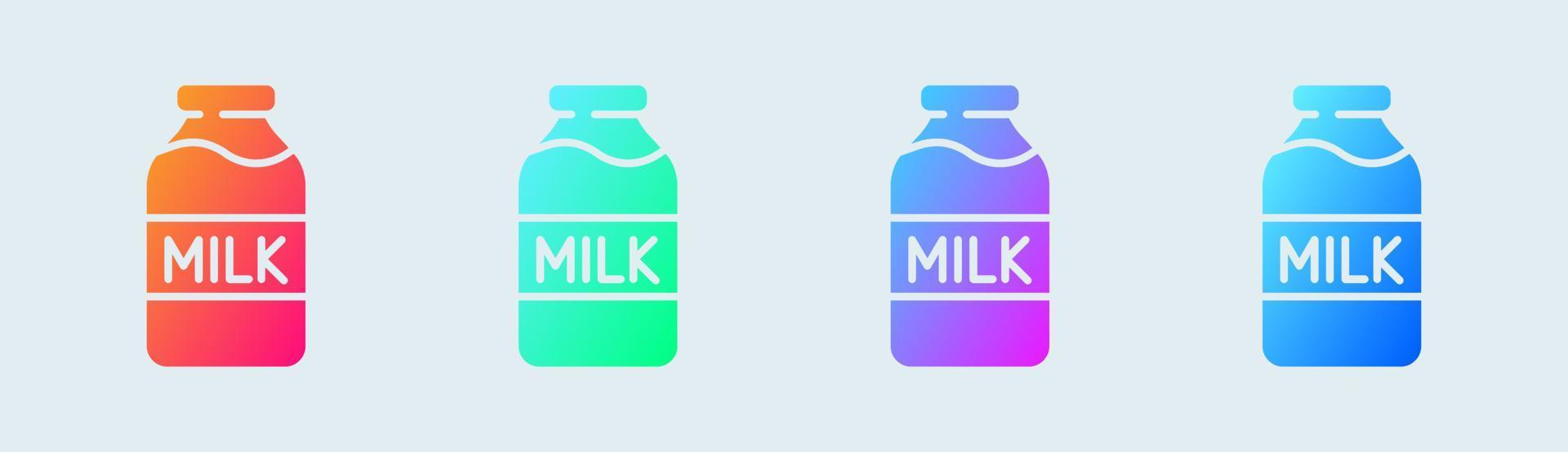 Leche sólido icono en degradado colores. bebida señales vector ilustración.