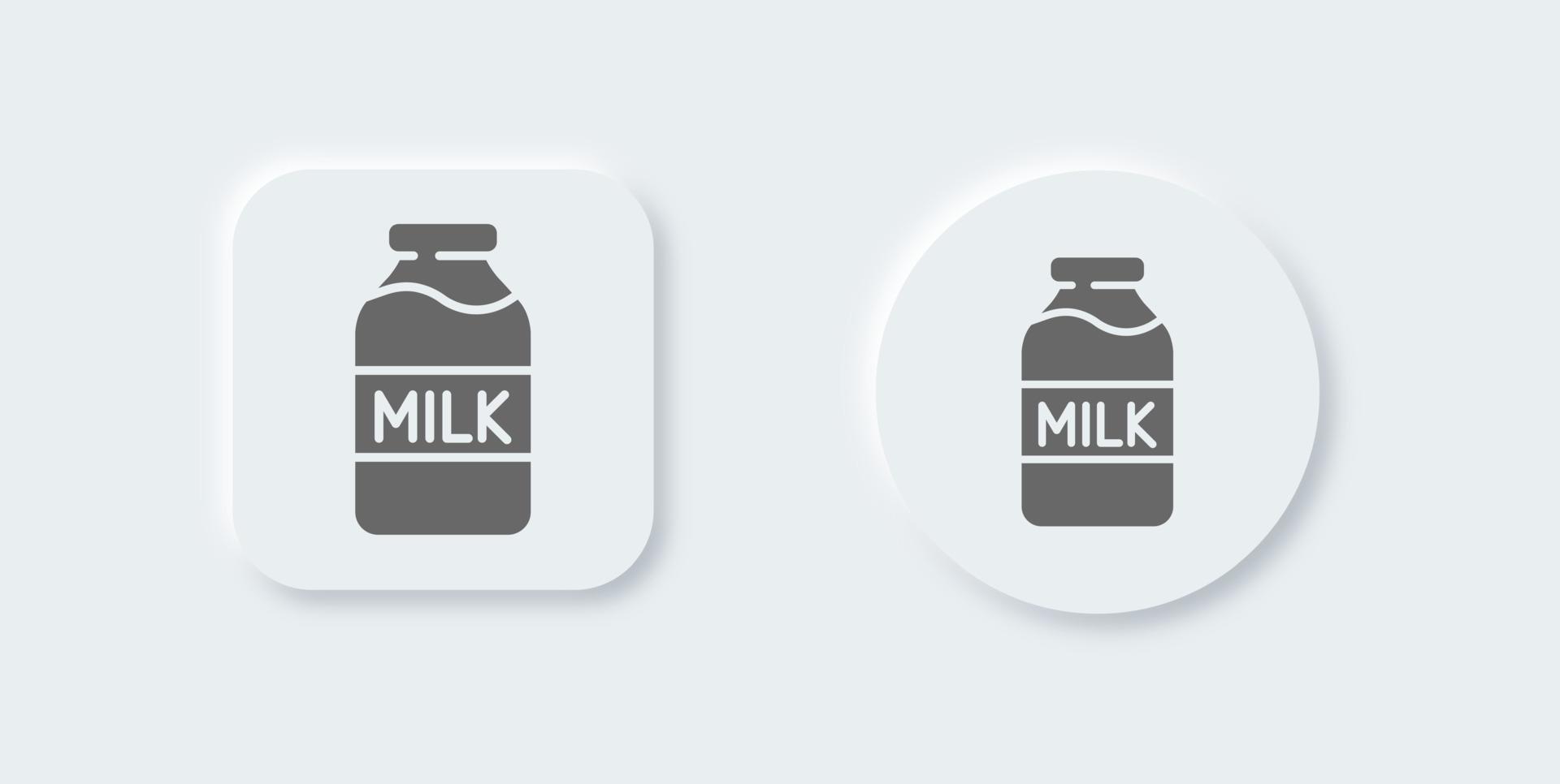 Milk solid icon in neomorphic design style. Drink signs vector illustration.