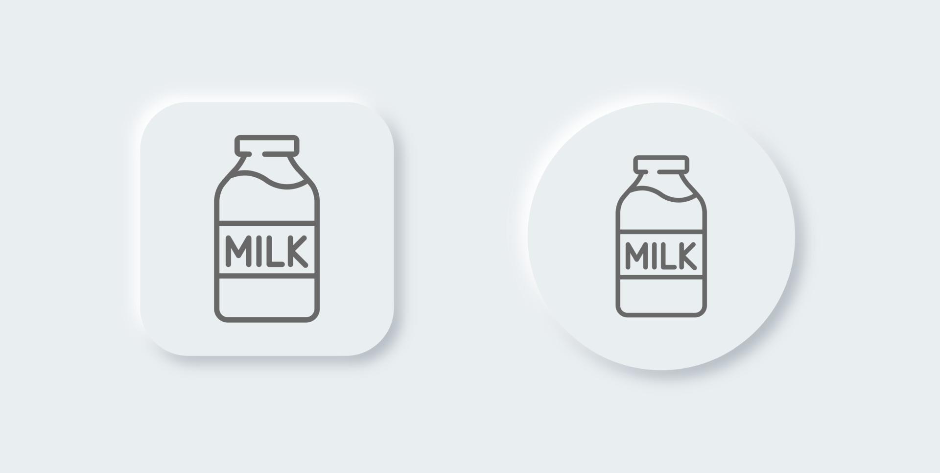 Milk line icon in neomorphic design style. Drink signs vector illustration.