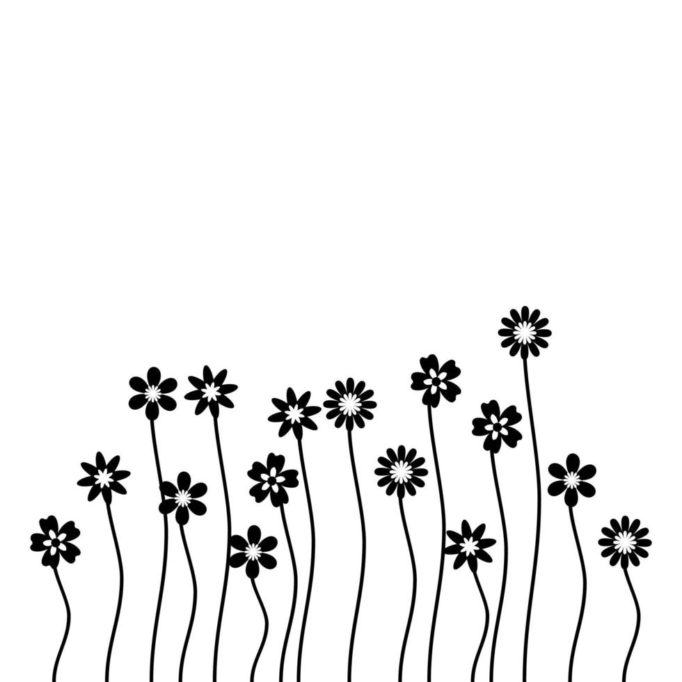 Black silhouette of flowers vector