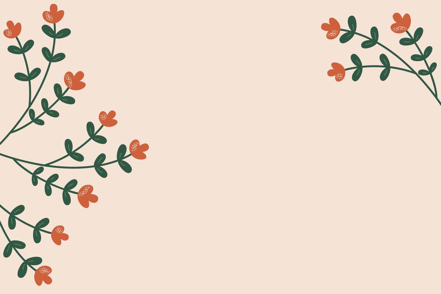 Horizontal frame with stylized flowers. vector