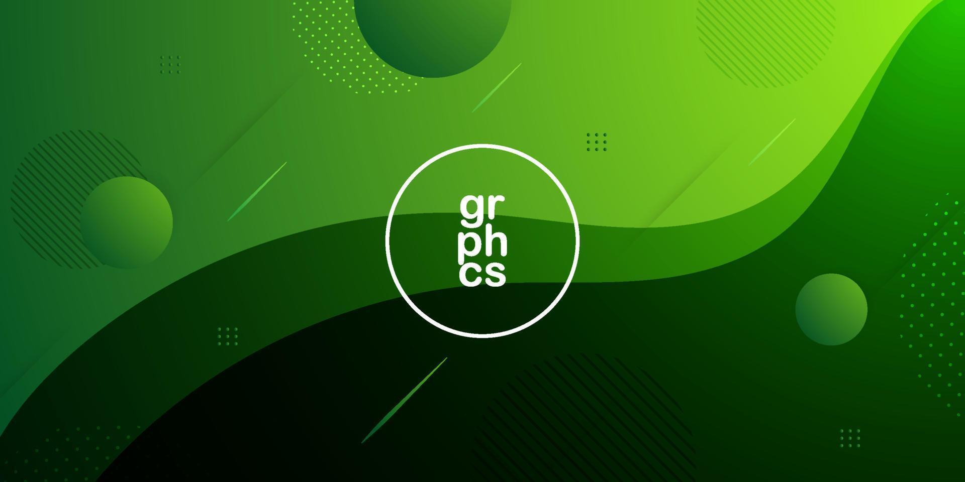 Modern Dynamic Simple Abstract Dark Background with Green Color Wavy Design And Circle Pattern. Eps10 Vector Template