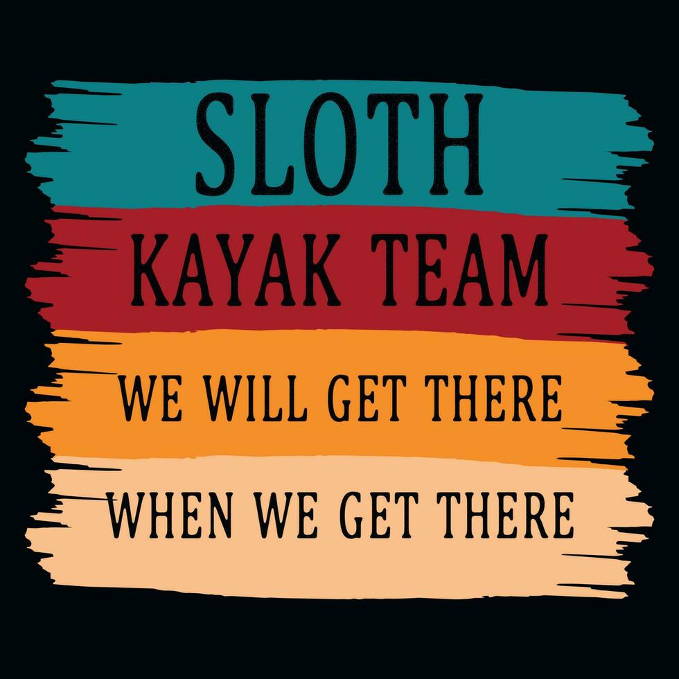 Sloth kayak team vintages tshirt design vector
