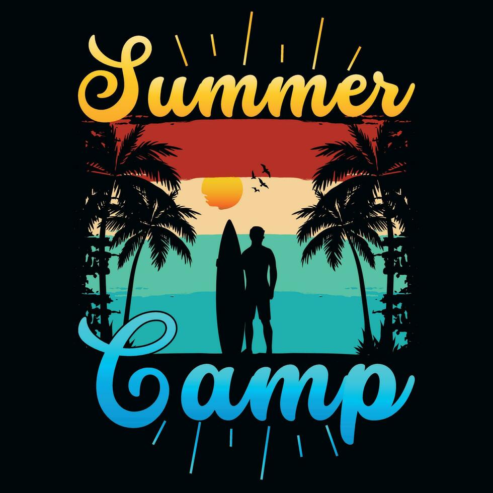 Summer surfing tshirt design vector