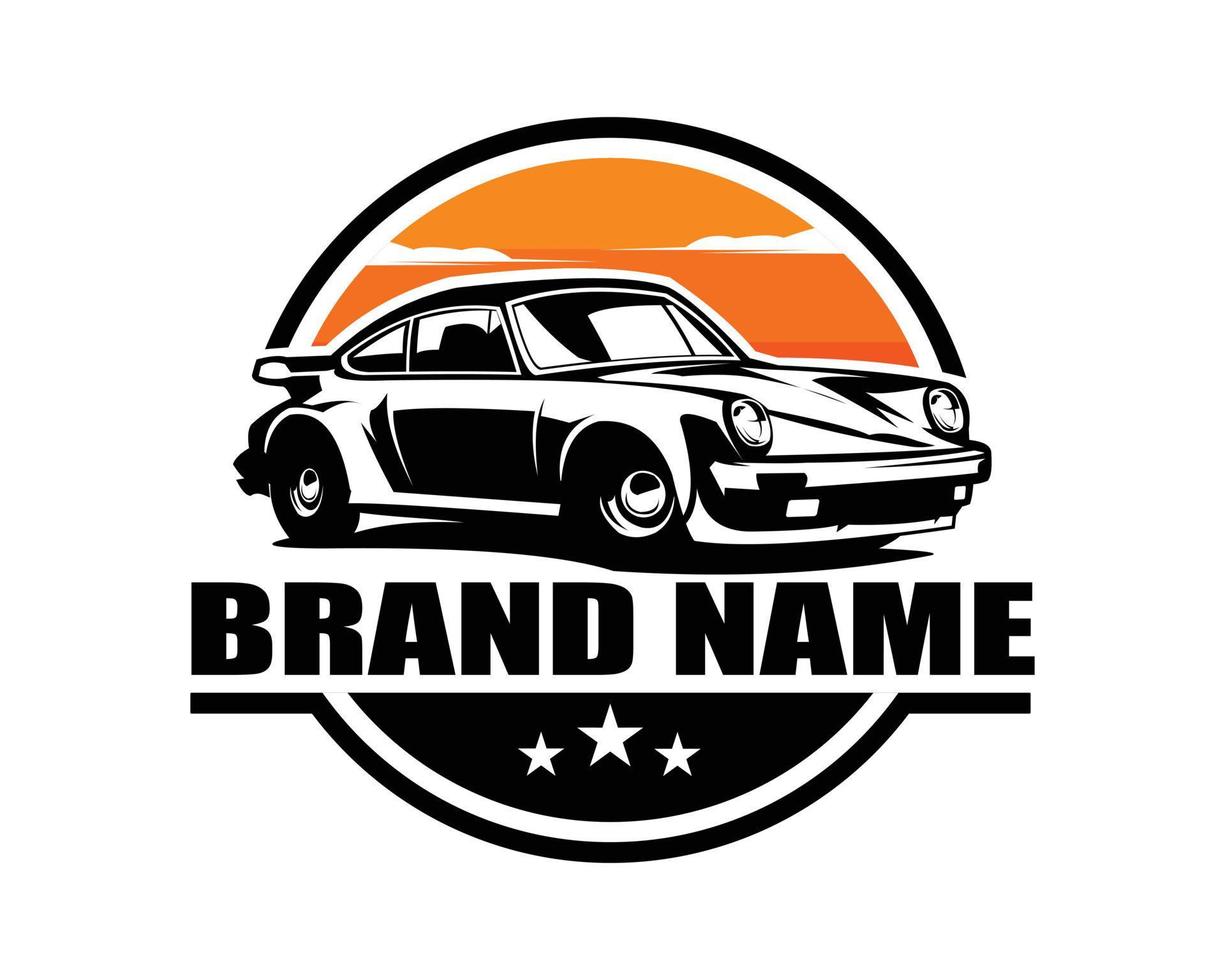european car logo vector. isolated white background showing from side with amazing sunset view. Best for logo, badge, emblem, icon, sticker design, car industry. available in eps 10. vector