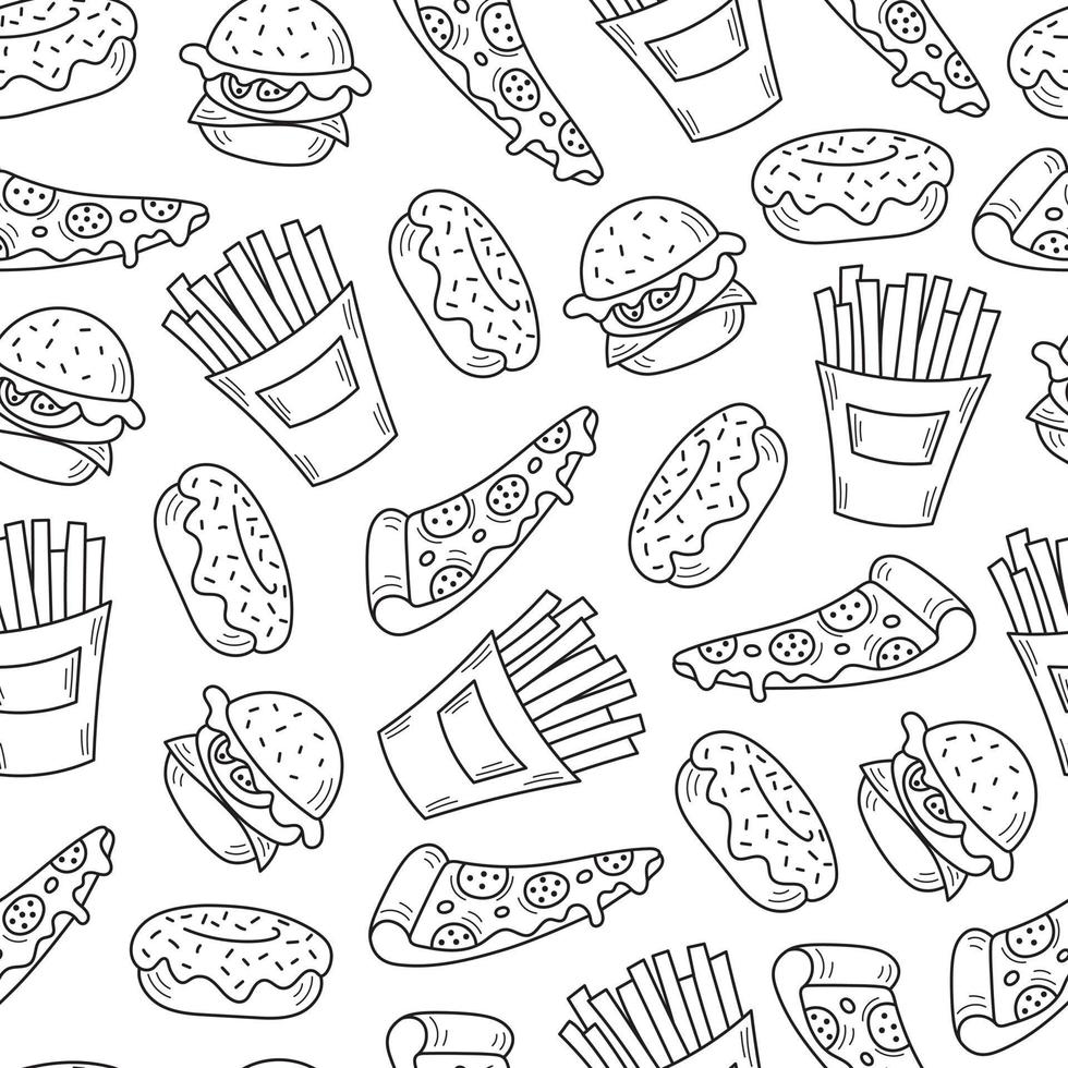 Food seamless pattern sketch vector