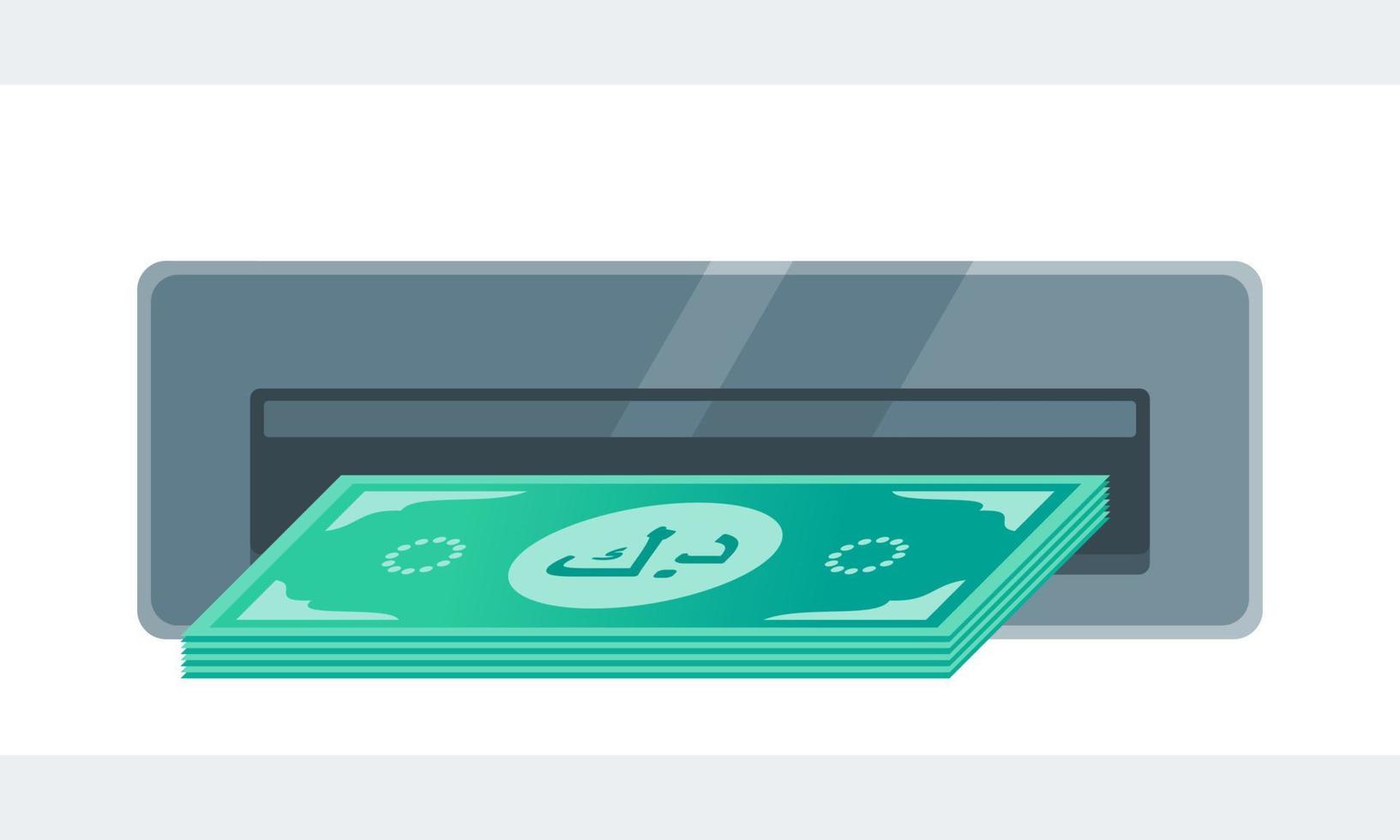 Withdraw Kuwaiti Dinar Money from ATM Illustration vector