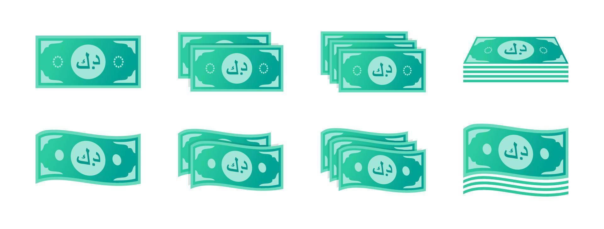 Kuwaiti Dinar Banknote Icon Set vector