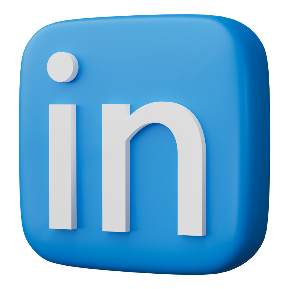 3D linkedin logo icon isolated on transparent background. png