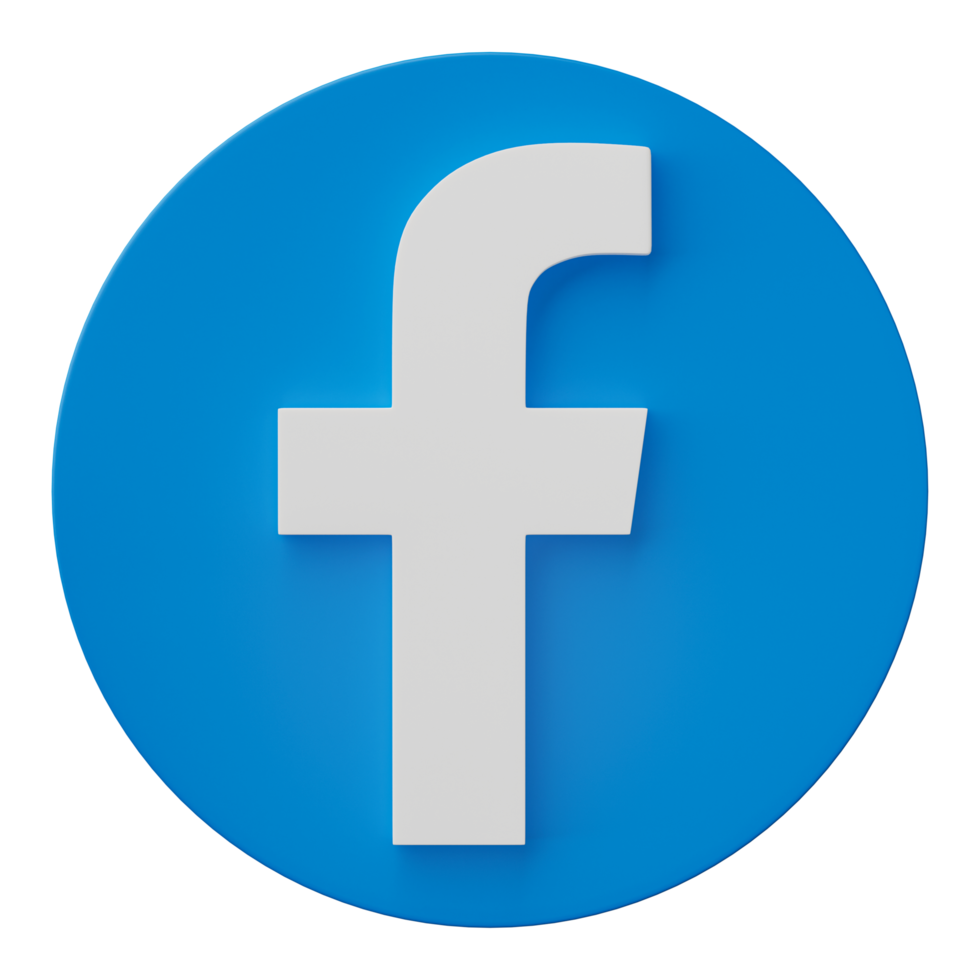 3D render, Facebook logo icon isolated on transparent background. png