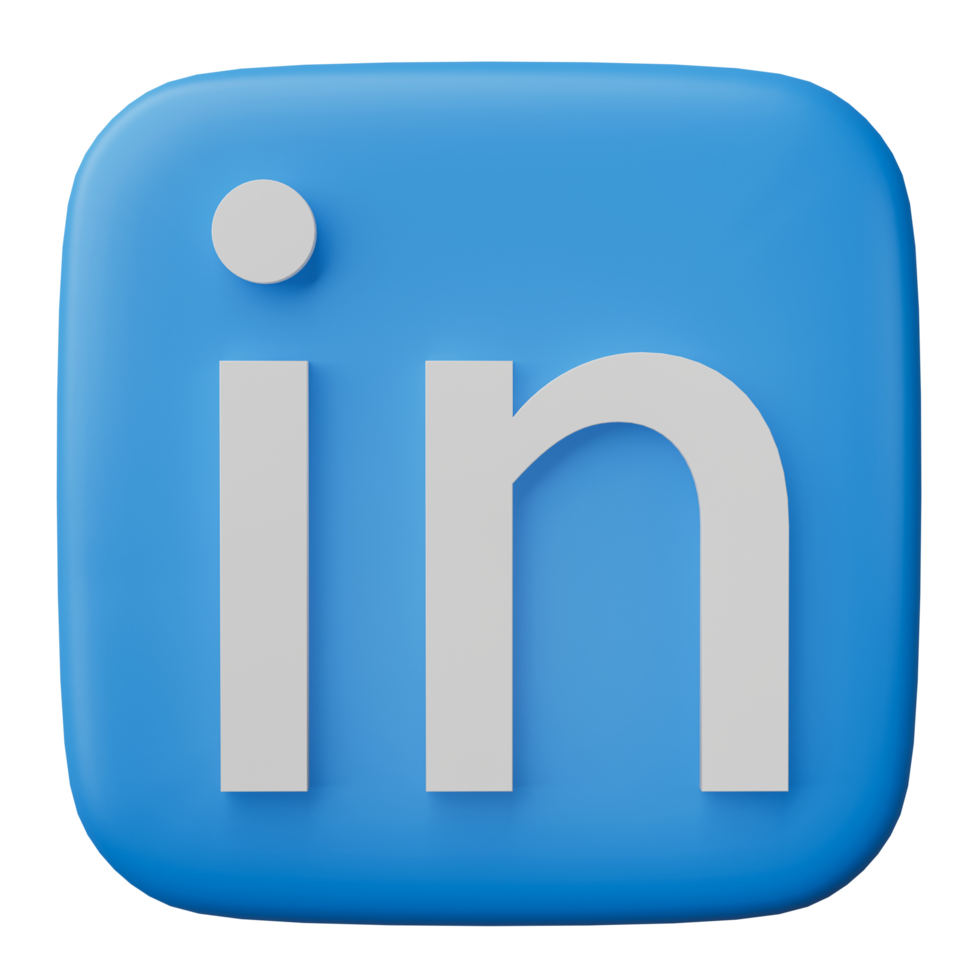 3D linkedin logo icon isolated on transparent background. png